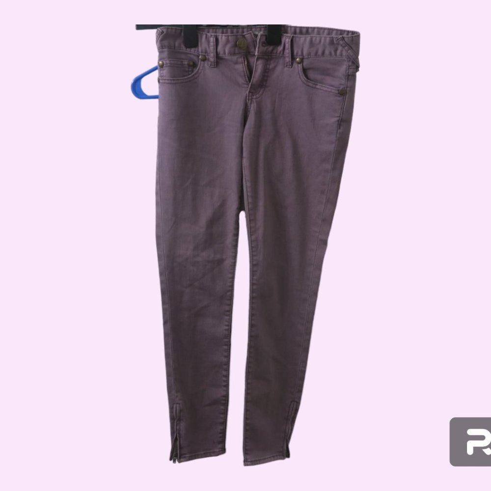 Free People FP zip zipper zipped ankle denim jeans in light purple size 24.